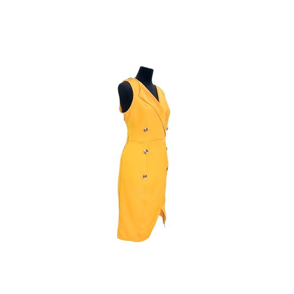 Milk & Honey Yellow Sleeveless Blazer Dress - Size L - Picture 3 of 7